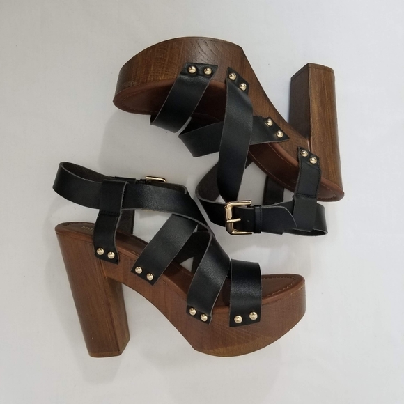 Mossimo Platform Heels Black Brown Woodgrain 6.5 - Picture 1 of 7